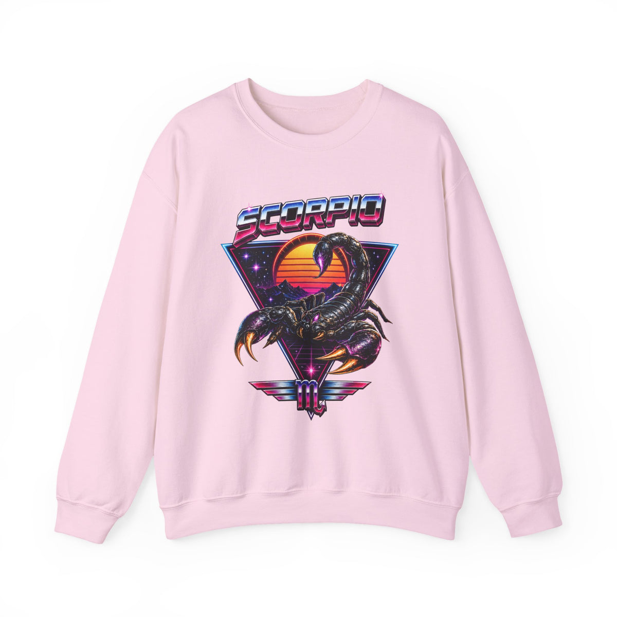 Scorpio Zodiac Crewneck Sweatshirt — Retro Sunset Scorpion Graphic
