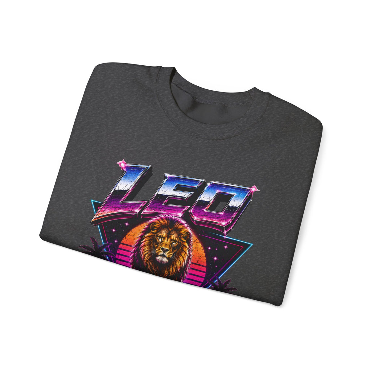 Leo Zodiac Crewneck Sweatshirt — Retro Neon Lion Astrology Design