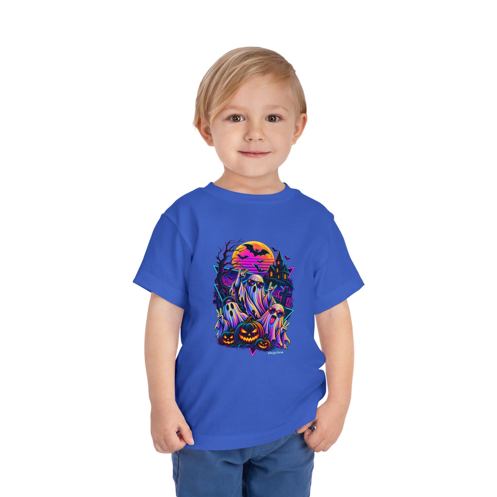 Toddler Tee — Neon Retro Ghosts Halloween Design
