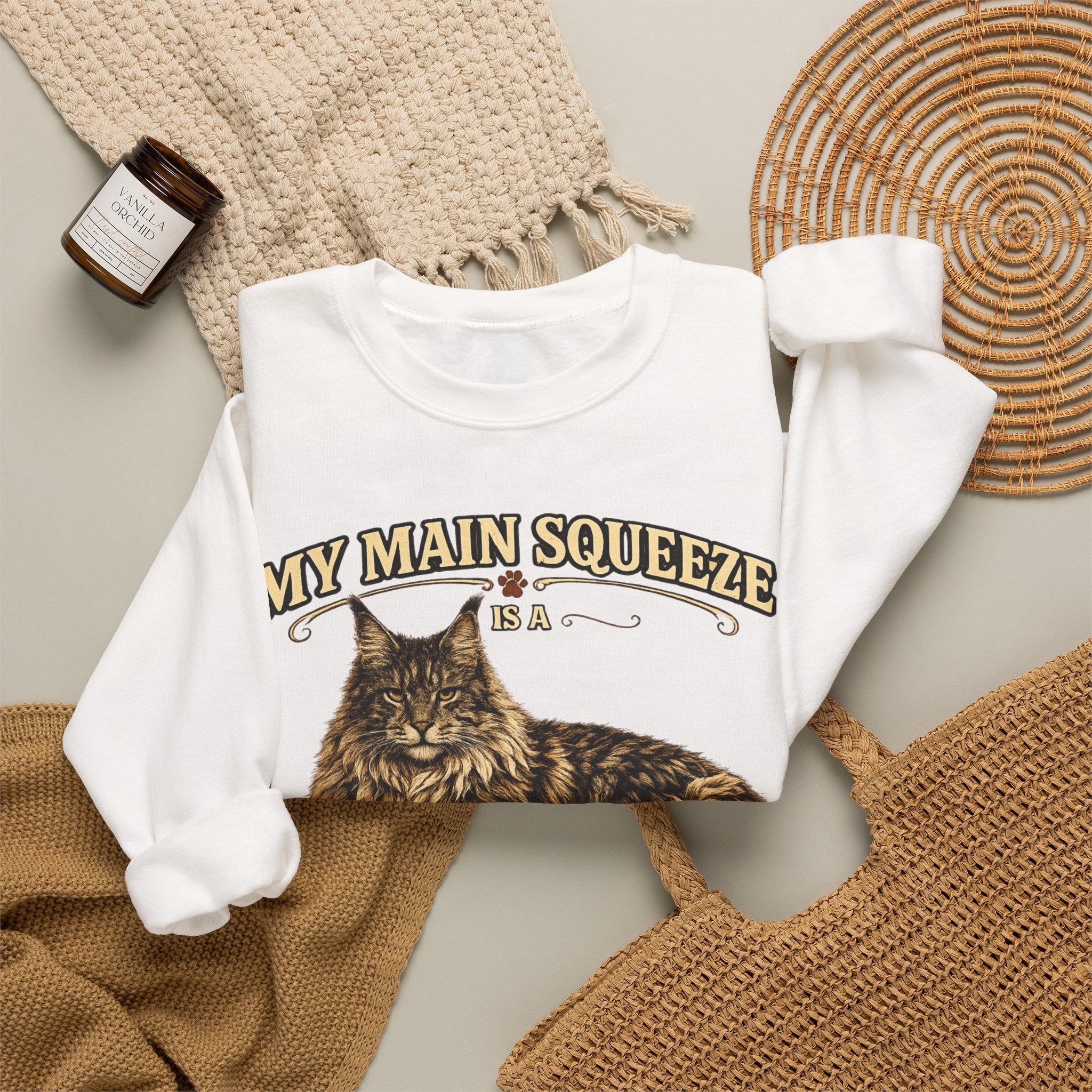 Maine Coon Sweatshirt - "My Main Squeeze" Cat Lover Crewneck