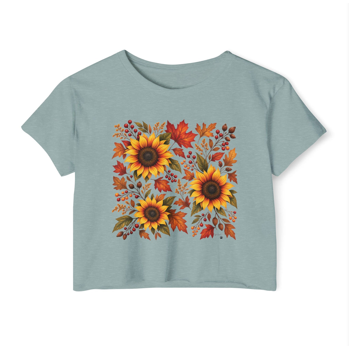 Sunflower Fall Crop Top — Autumn Floral Festival Tee