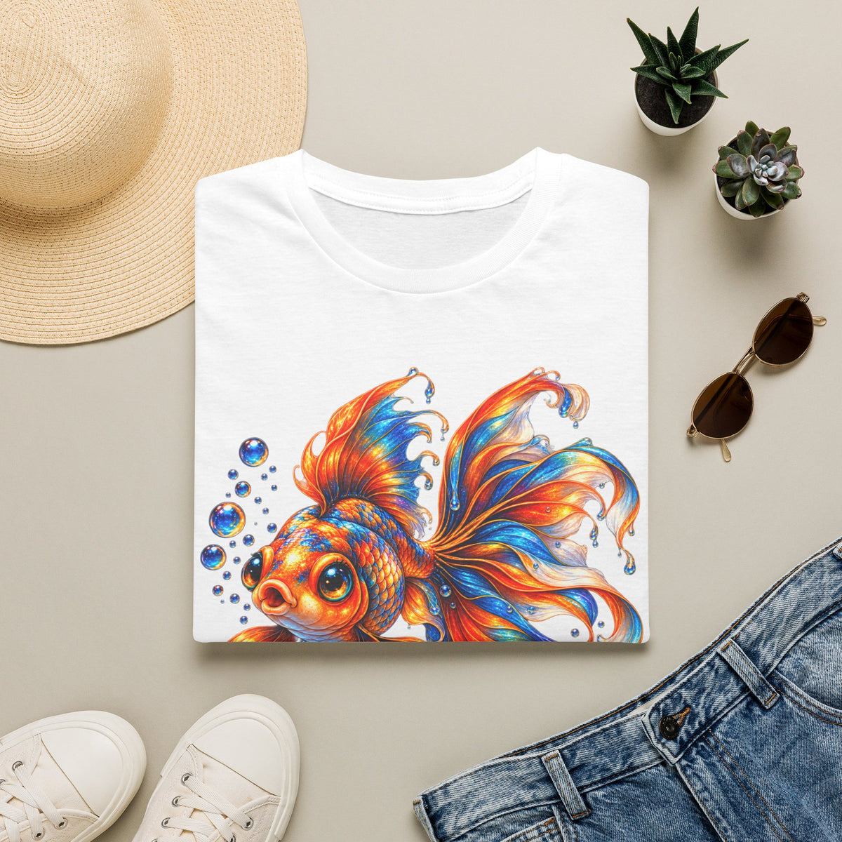 Colorful Goldfish T-Shirt — Vibrant Fish Art Tee