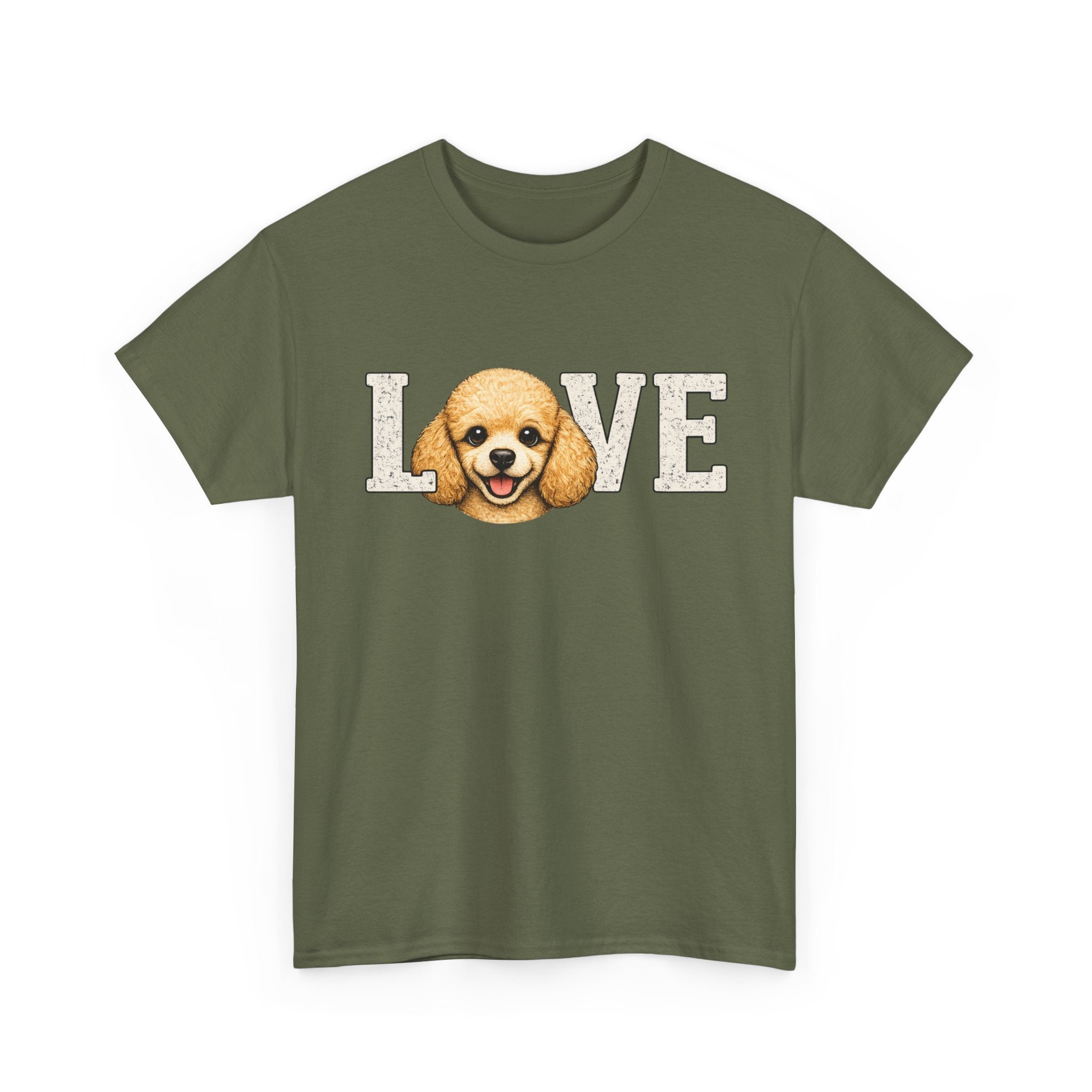 Poodle Love T-Shirt — 'LOVE' Graphic Tee with Cute Dog Face
