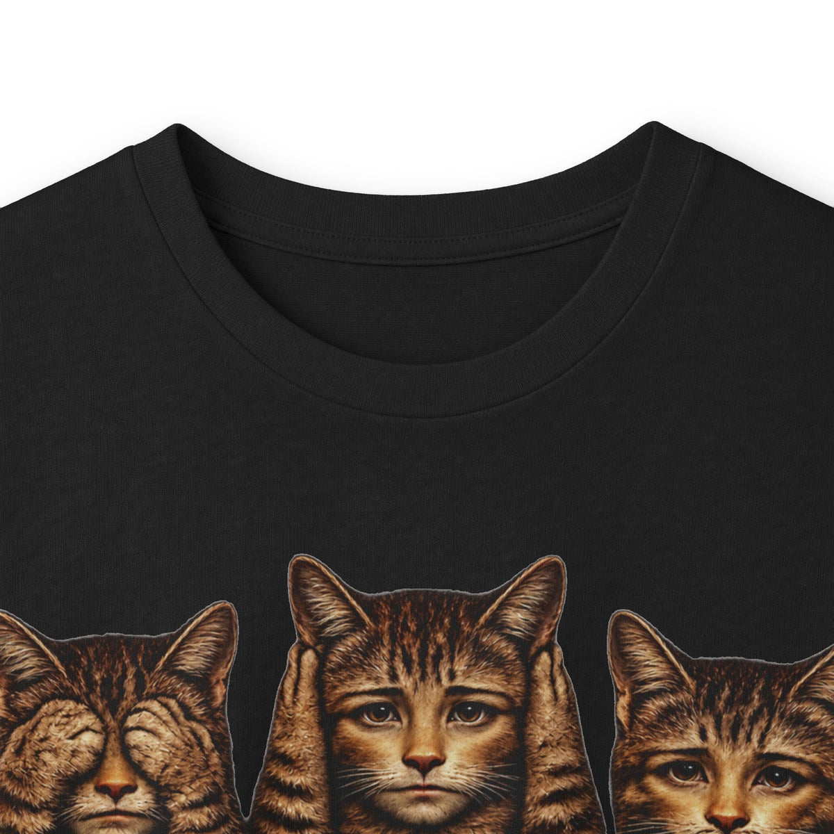 Anthropomorphic Trio Of  Cats Long Sleeve Tee — Three Kittens with Jack-O'-Lantern Graphic