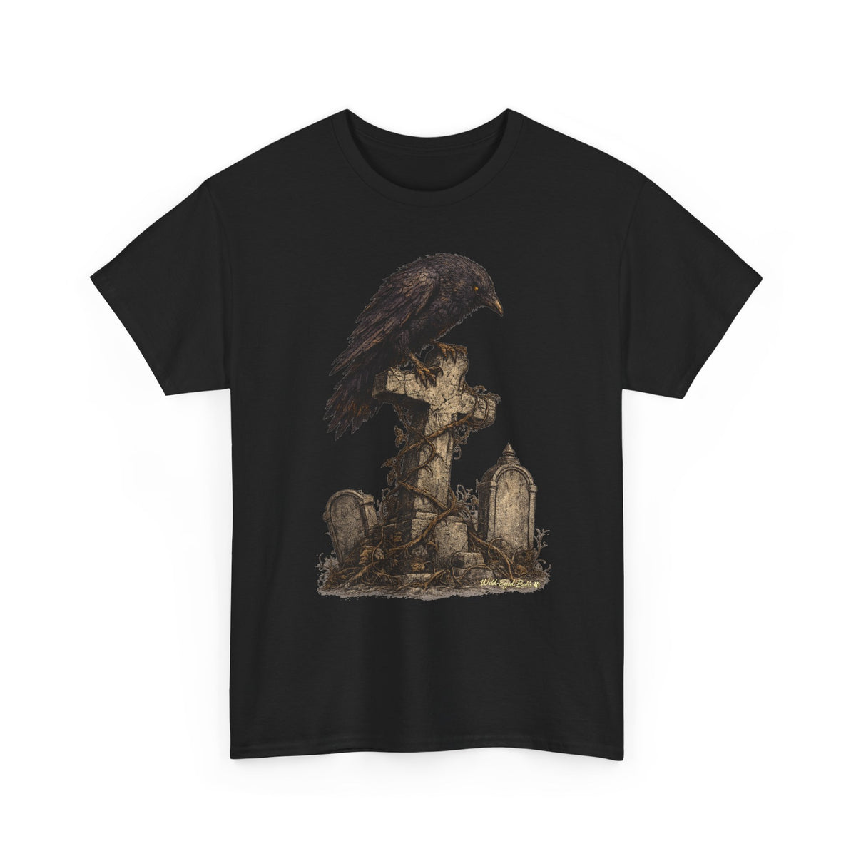 Gothic Raven on Graveyard T-Shirt-Gothic Cemetery