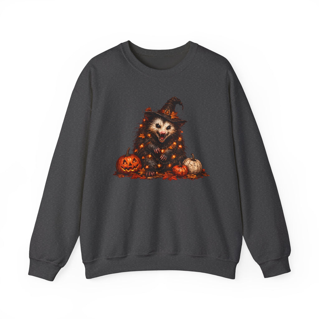 Halloween Possum Witch Sweatshirt — Pumpkin & Spooky Night Crewneck