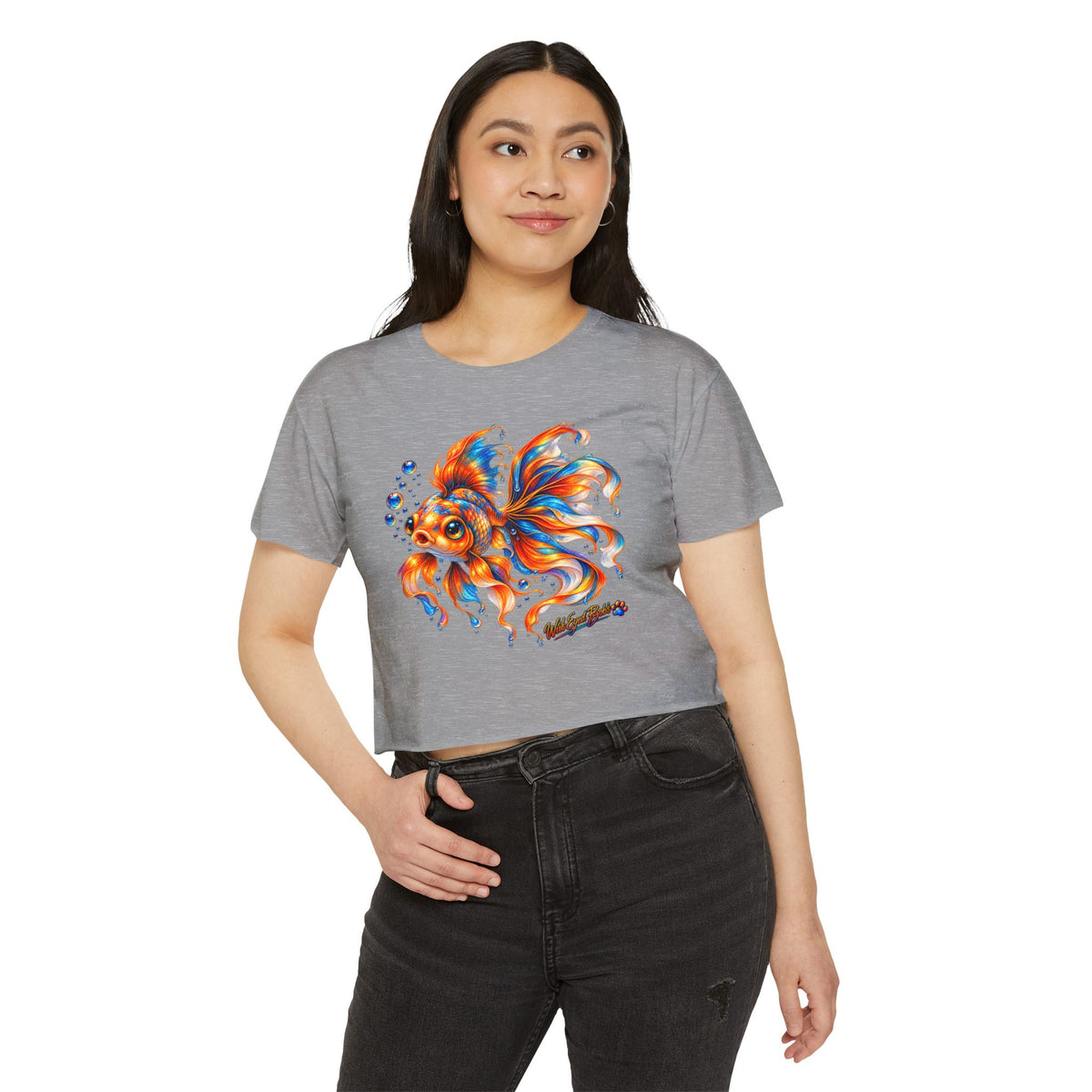 Goldfish Festival Crop Top – Colorful Aquatic Art Women's Crop Tee