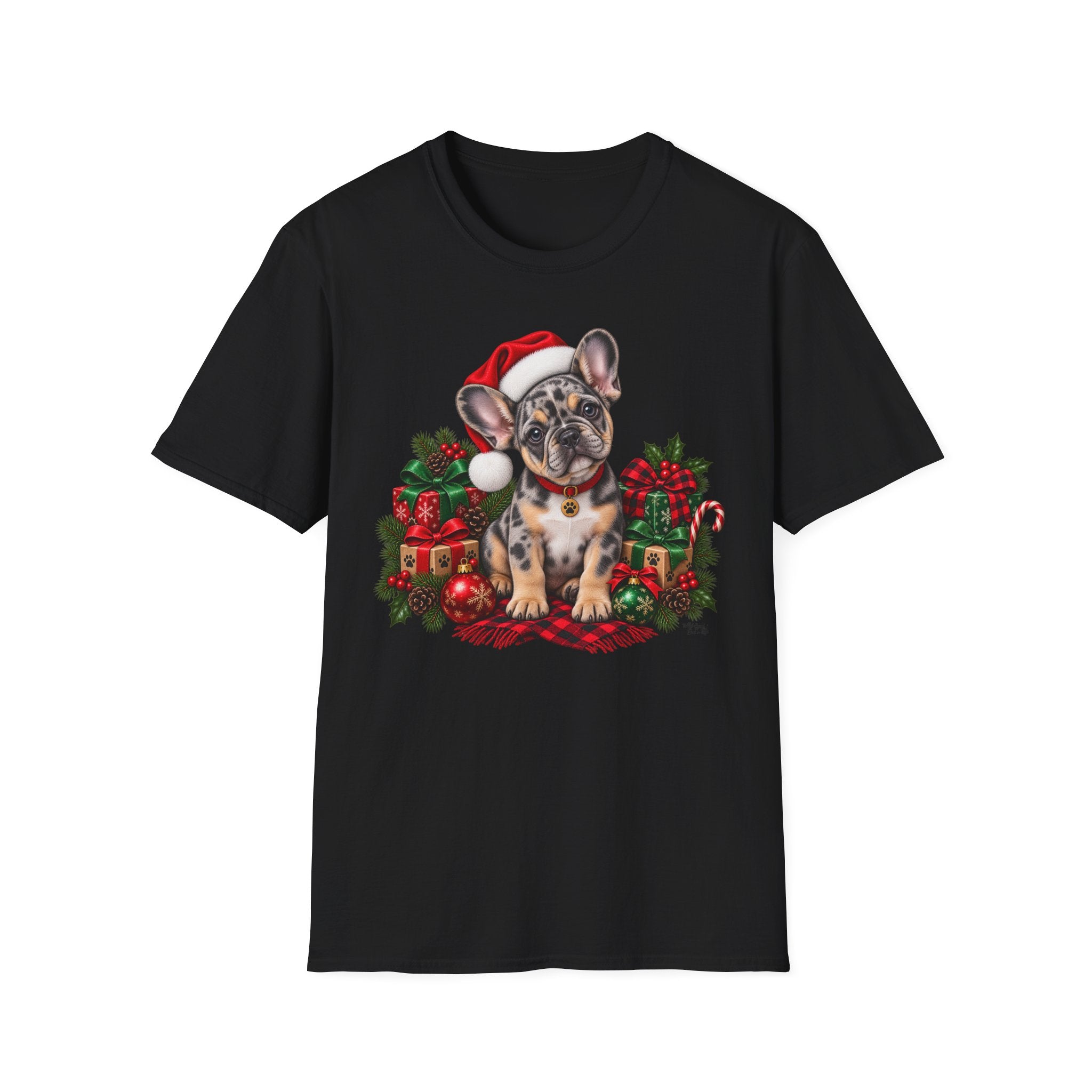 French Bulldog Christmas T-Shirt — Cute Santa Pup Holiday Tee