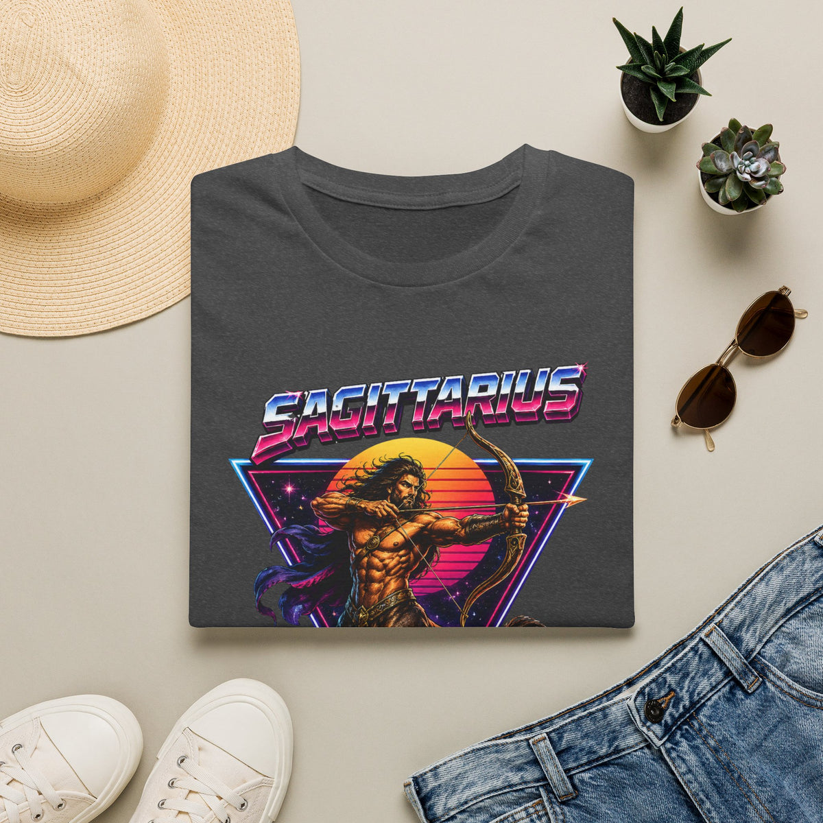 Sagittarius Archer T-Shirt — Retro Neon Zodiac Tee