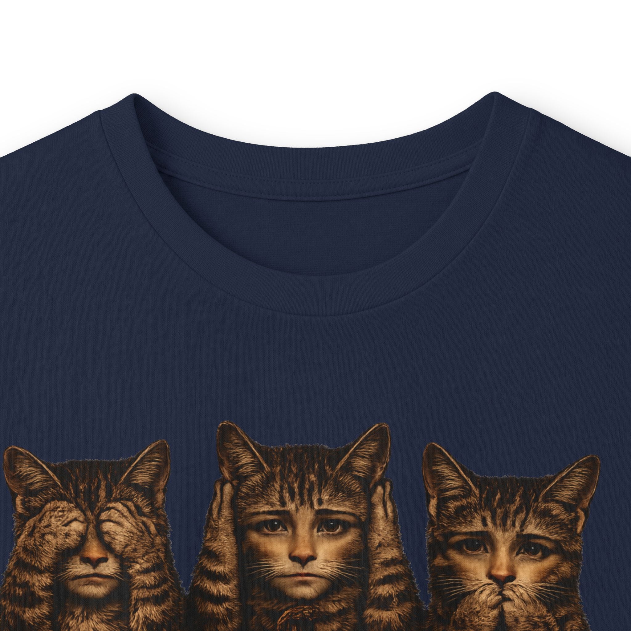 Anthropomorphic Trio Of  Cats Long Sleeve Tee — Three Kittens with Jack-O'-Lantern Graphic