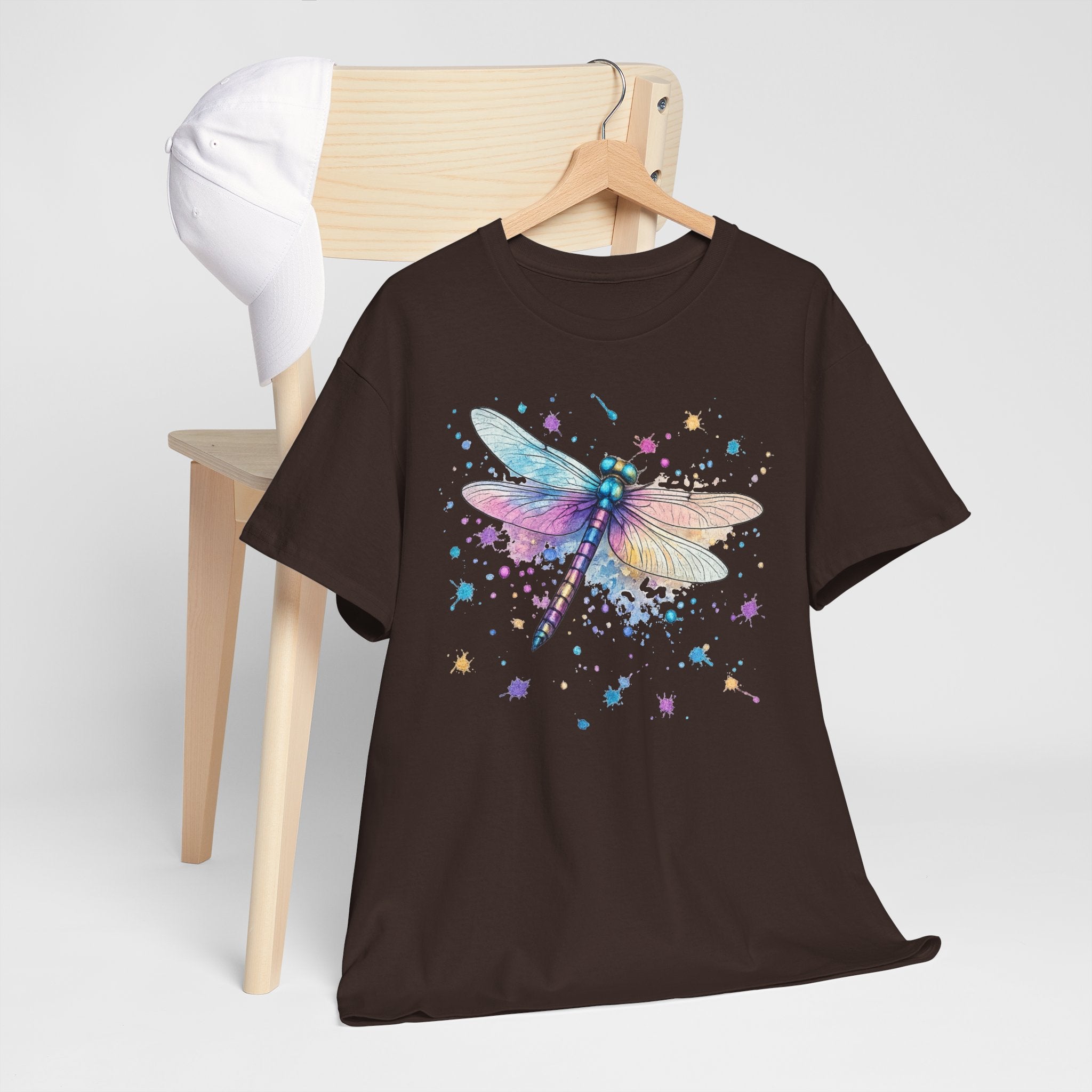 Dragonfly Watercolor T-Shirt — Pastel Splatter Nature Tee