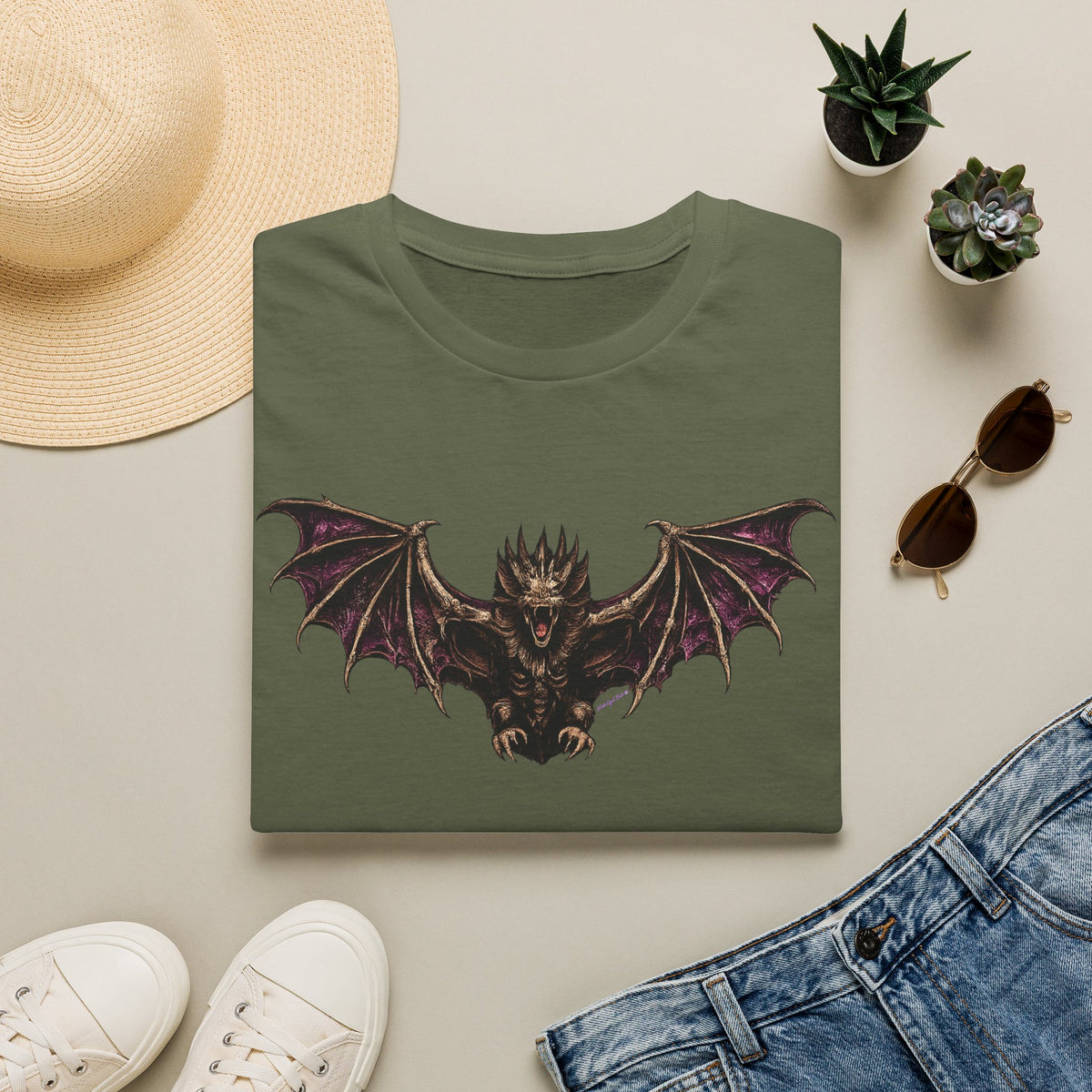 Gothic Bat Demon T-Shirt — Dark Fantasy Graphic Tee for Gothic & Halloween Fans
