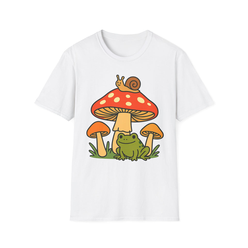 Mushroom Garden T-Shirt — Cute Snail & Frog Graphic Tee