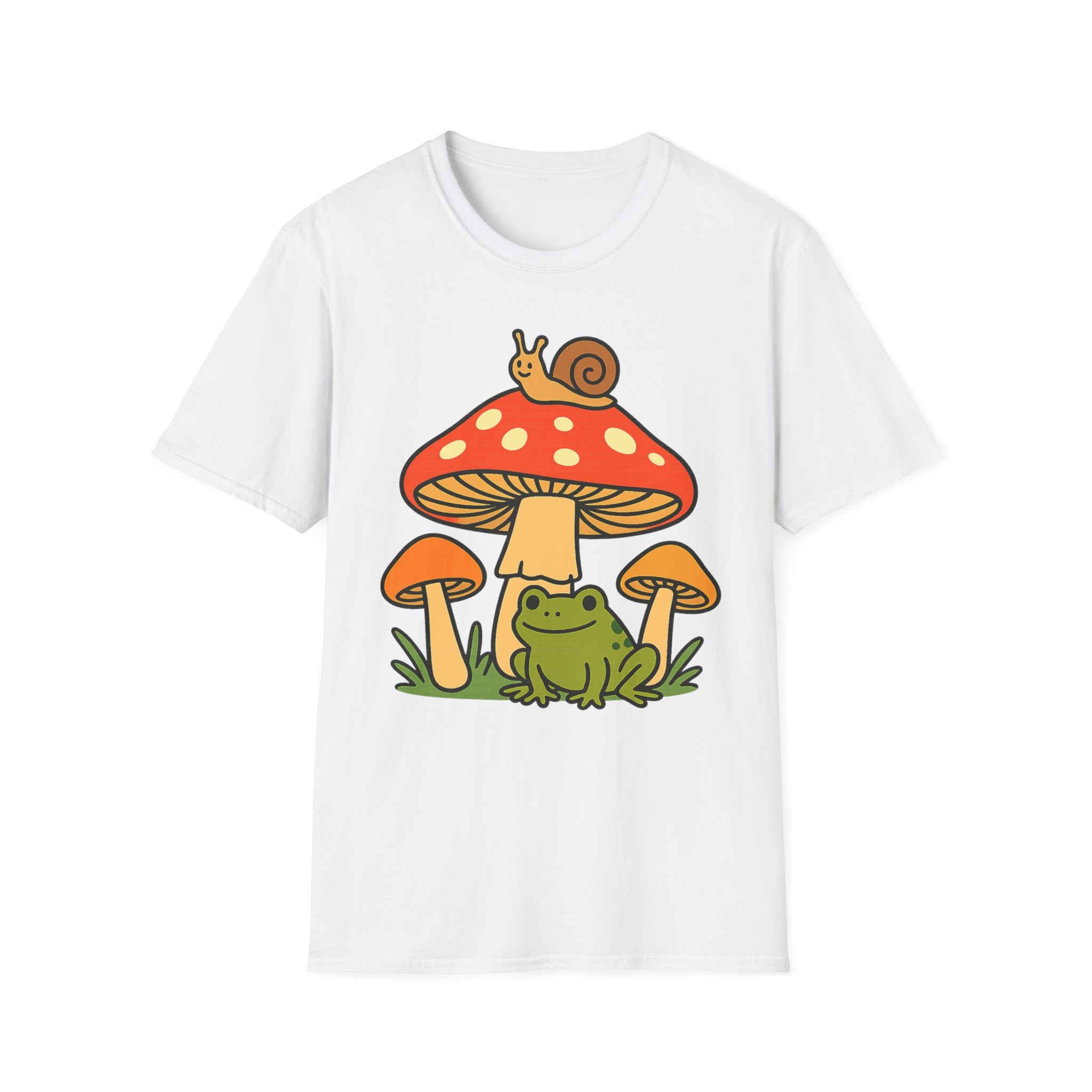 Mushroom Garden T-Shirt — Cute Snail & Frog Graphic Tee