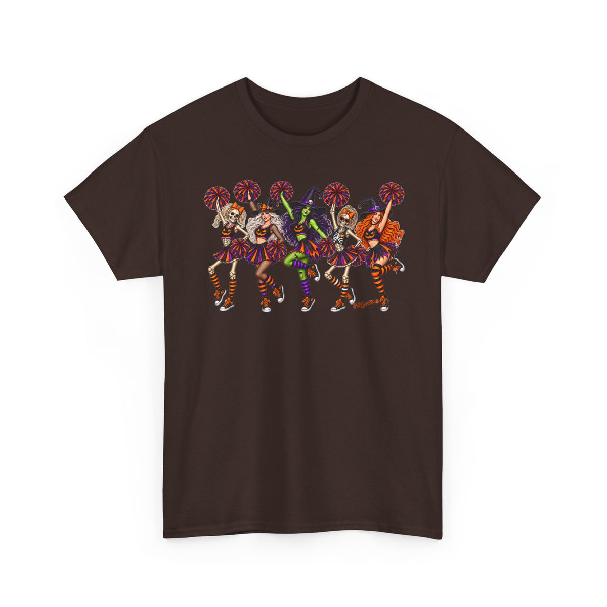 Halloween Cheerleaders Graphic Tee — Colorful Holloween cheer Squad Shirt