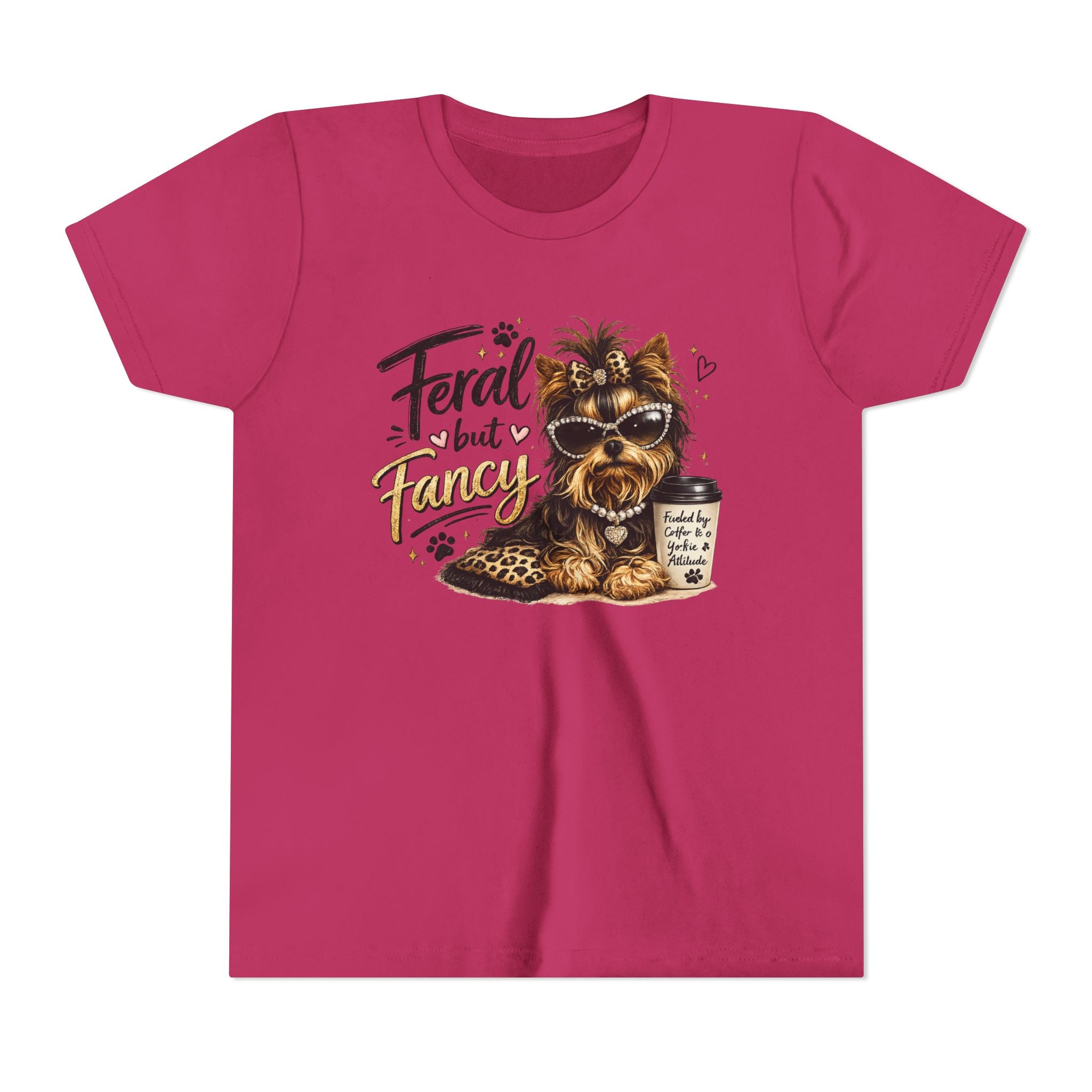 Yorkie youth Tee — "Feral but Fancy" Yorkie Graphic Shirt