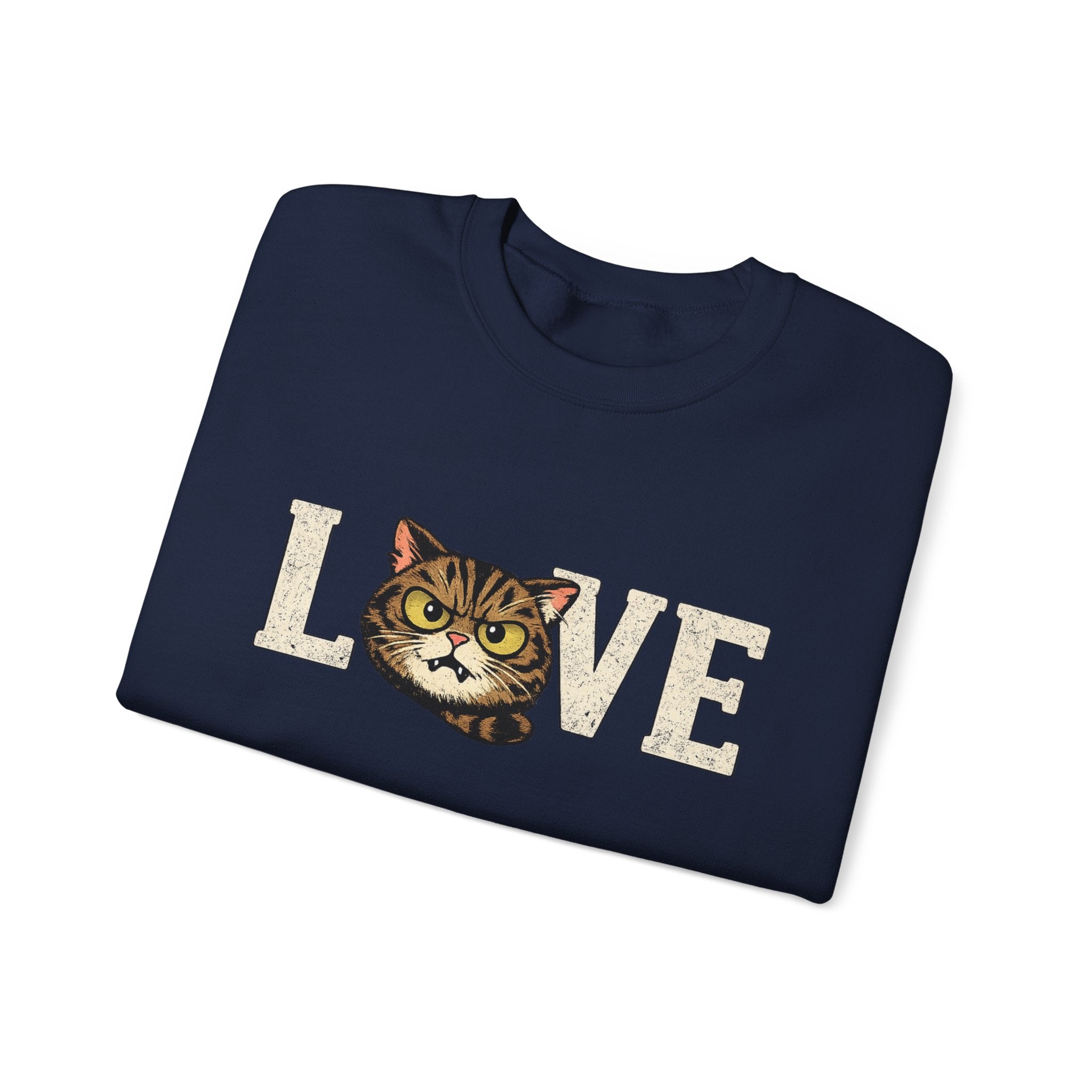 Cat Love Sweatshirt — Vintage Tabby Kitty Crewneck