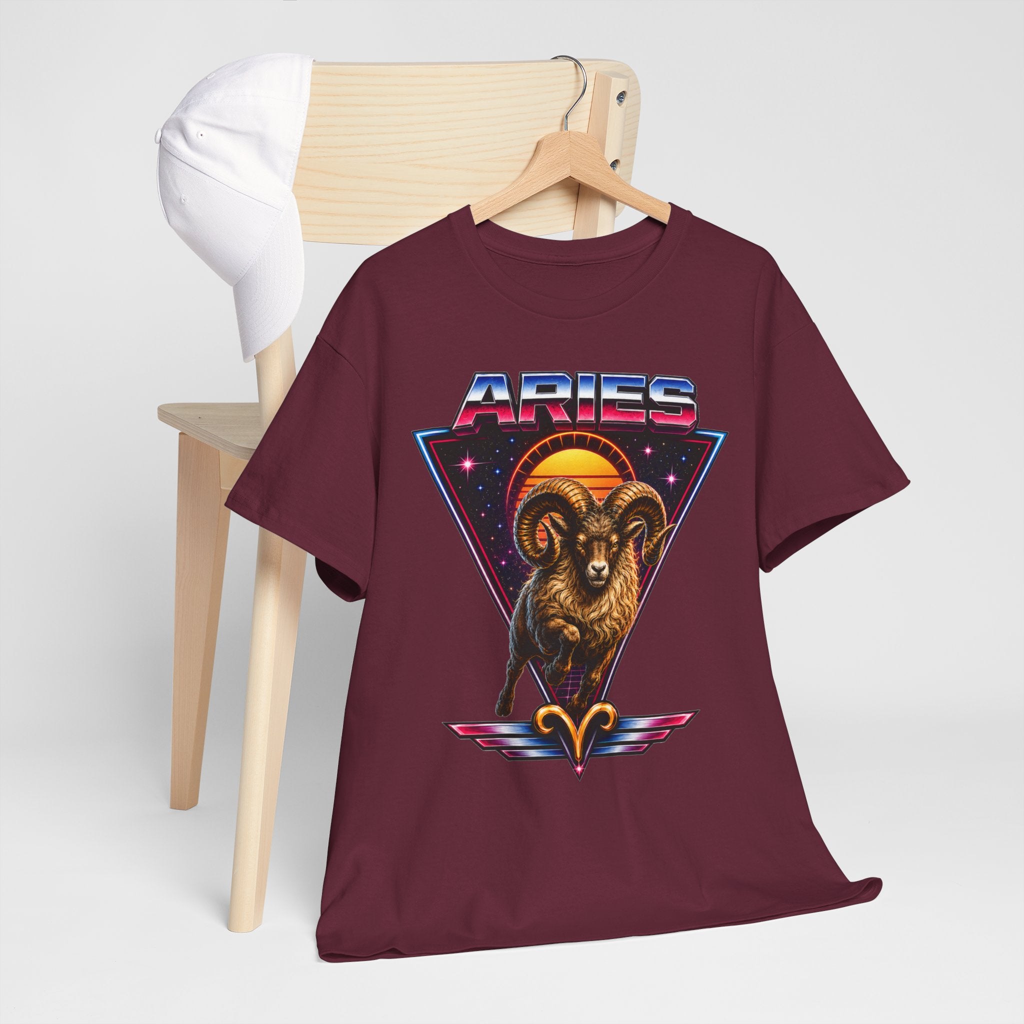 Aries Zodiac Tee — Retro 80s style Ram Astrology T-Shirt