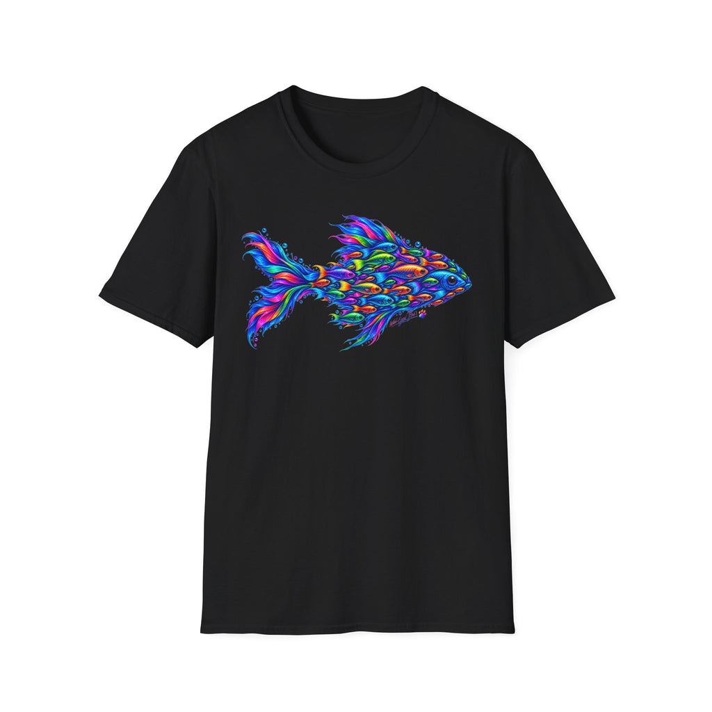 Colorful Fish Graphic T-Shirt — Vibrant Psychedelic Aquarium Art Tee