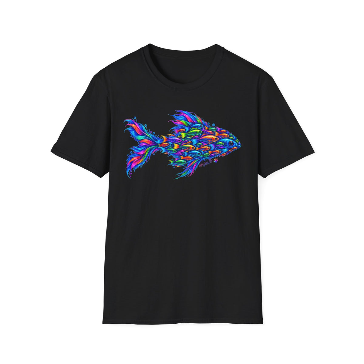 Colorful Fish Graphic T-Shirt — Vibrant Psychedelic Aquarium Art Tee