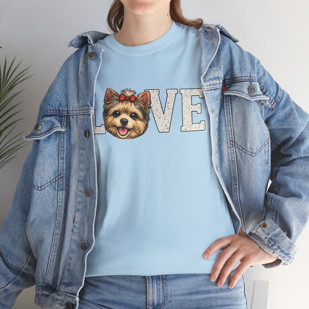 Love  Yorkie T‑Shirt — Cute Yorkie Face 'LOVE' Graphic Tee for Dog Lovers