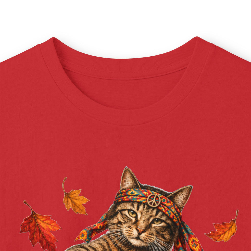 Boho Cat Guitar T- Shirt - Hippie Cat Fall Shirt, Peace Love Music tee