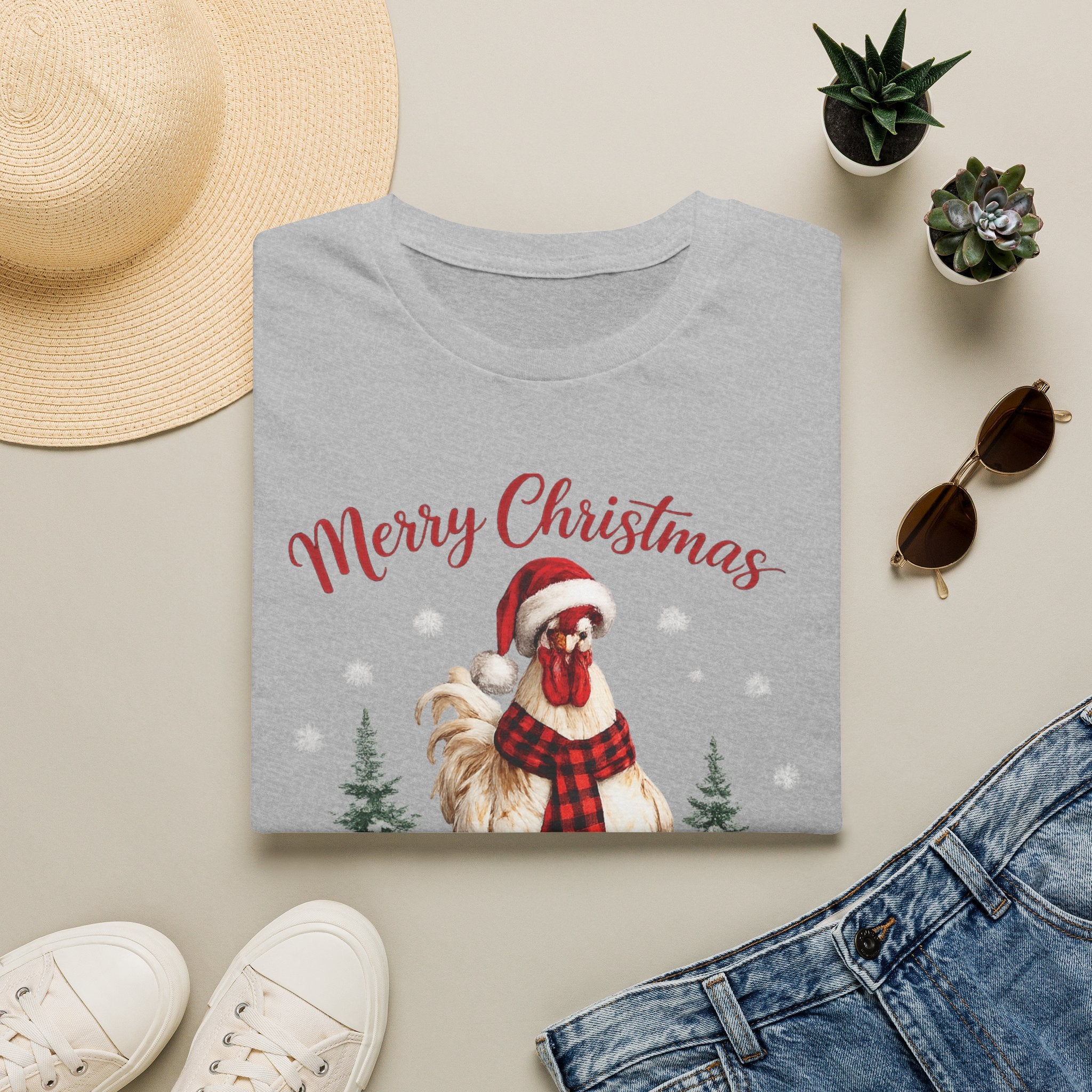 Christmas Rooster T-Shirt — Merry Christmas Farmhouse Holiday Tee