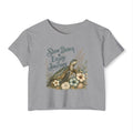 Women’s beach vibe Crop Top — “Slow Down & Enjoy the Journey” Sea Turtle Floral Festival Tee