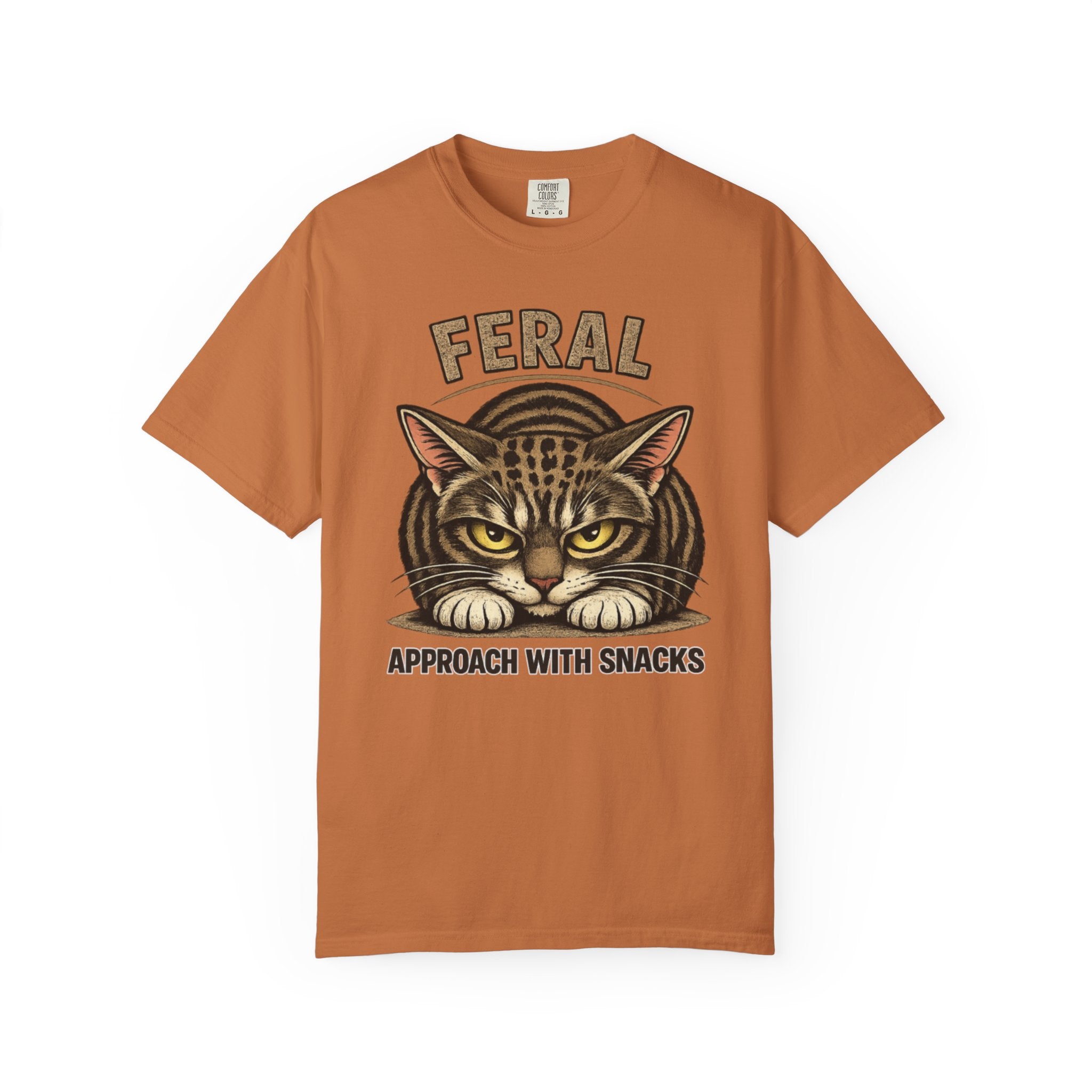 T-Shirt — "Feral: Approach With Snacks" Cat Graphic Tee