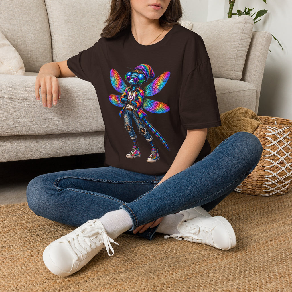 Psychedelic Dragonfly Graphic T-Shirt — Colorful Rasta-Inspired Bug Art Tee