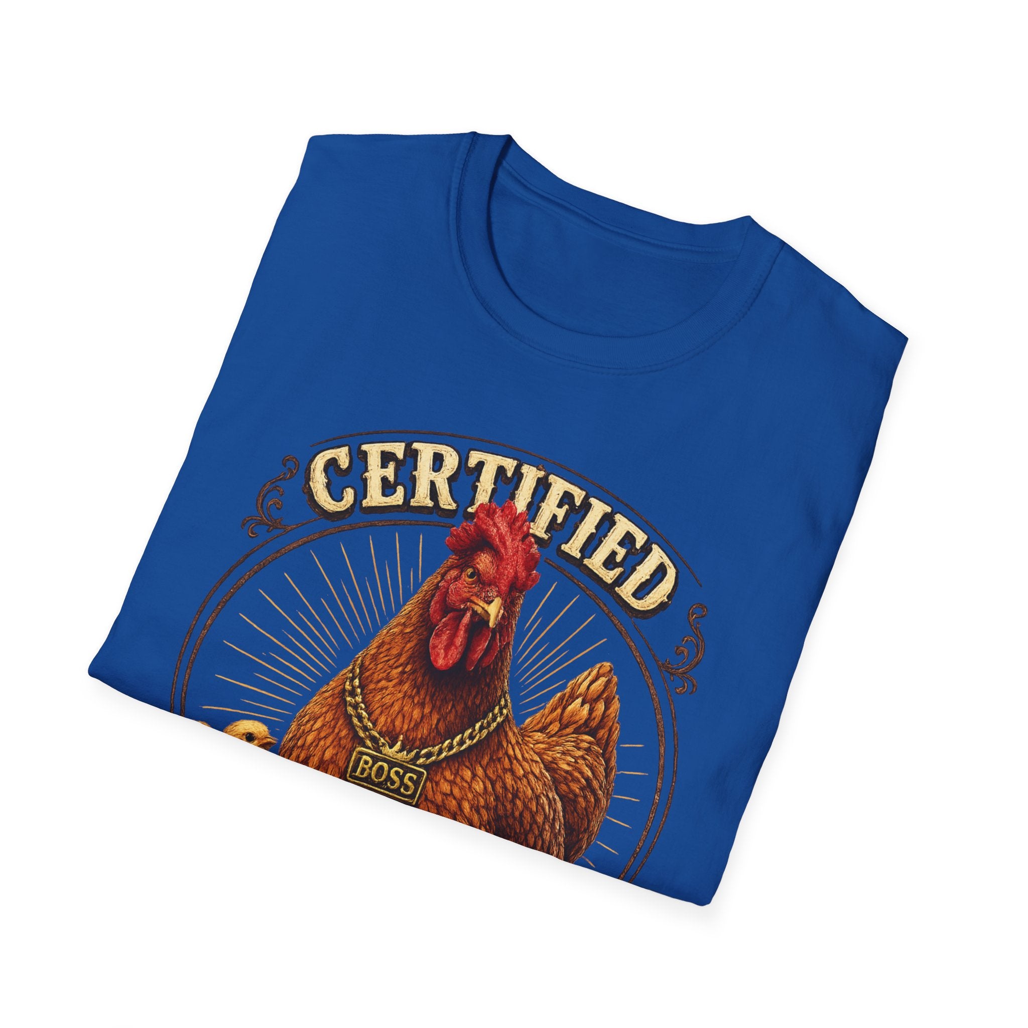 Boss Hen T-Shirt — "Certified Boss Hen Runs This Coop" Chicken Farm Tee