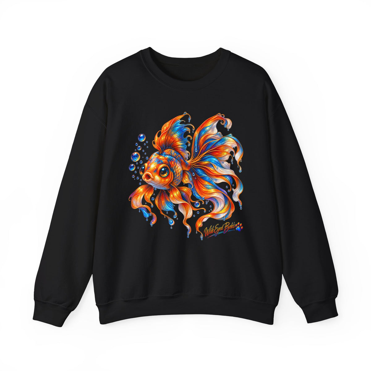 Goldfish Art Crewneck Sweatshirt – Colorful Fantail  Goldfish Illustration
