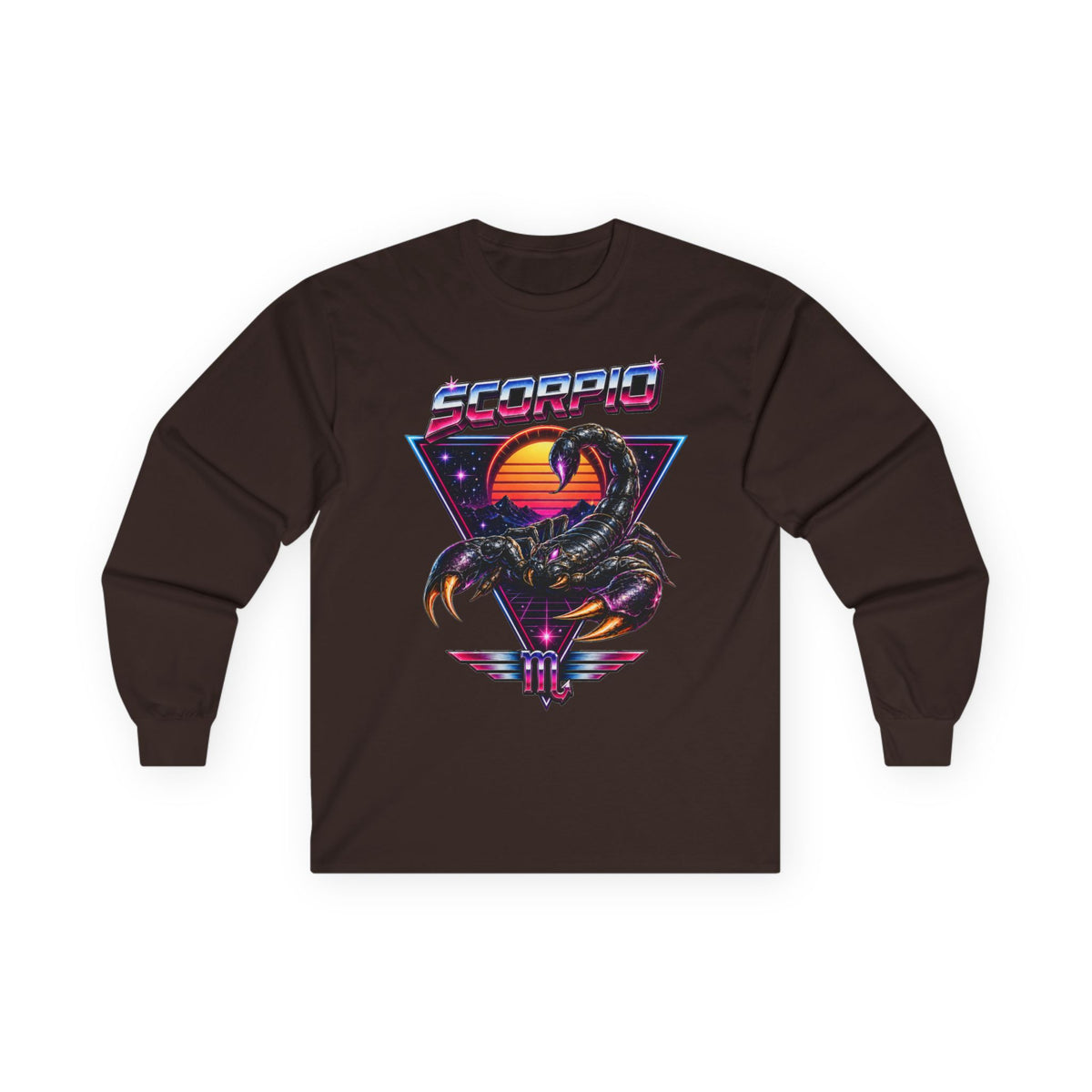 Scorpio Retro Sunset Long Sleeve Tee — Vintage 80s Scorpion Zodiac Shirt