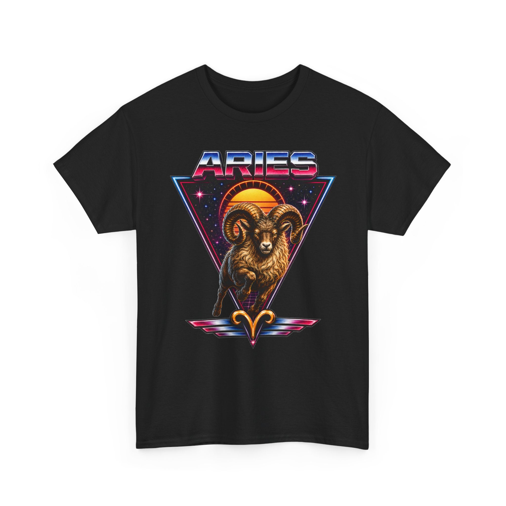 Aries Zodiac Tee — Retro 80s style Ram Astrology T-Shirt