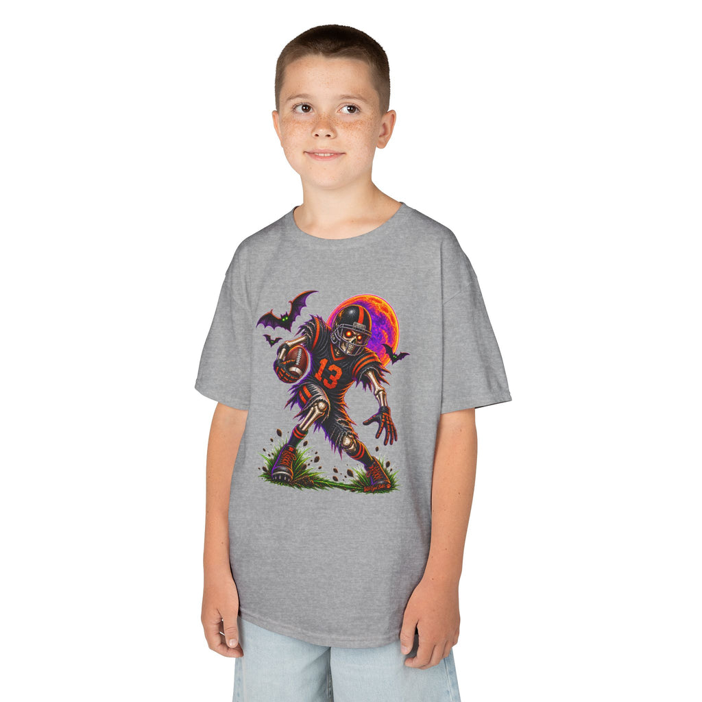 Kids Football Zombie Tee — Spooky Player #13 Halloween Shirt