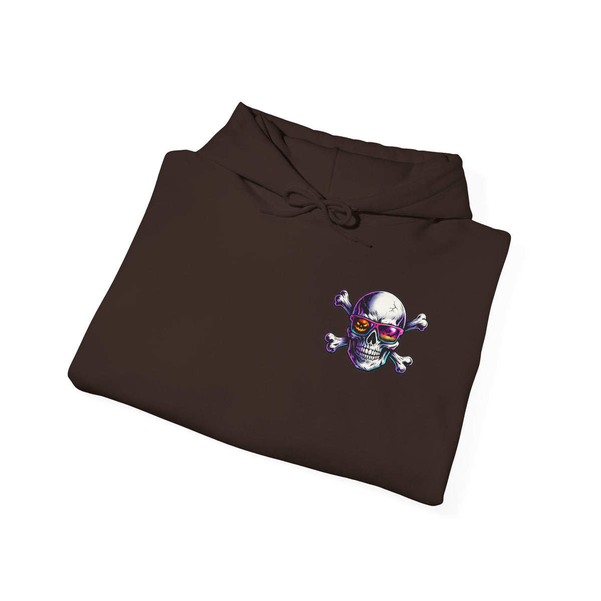 Skull & Crossbones Hoodie — Neon Sunglasses Pirate Skull Pullover