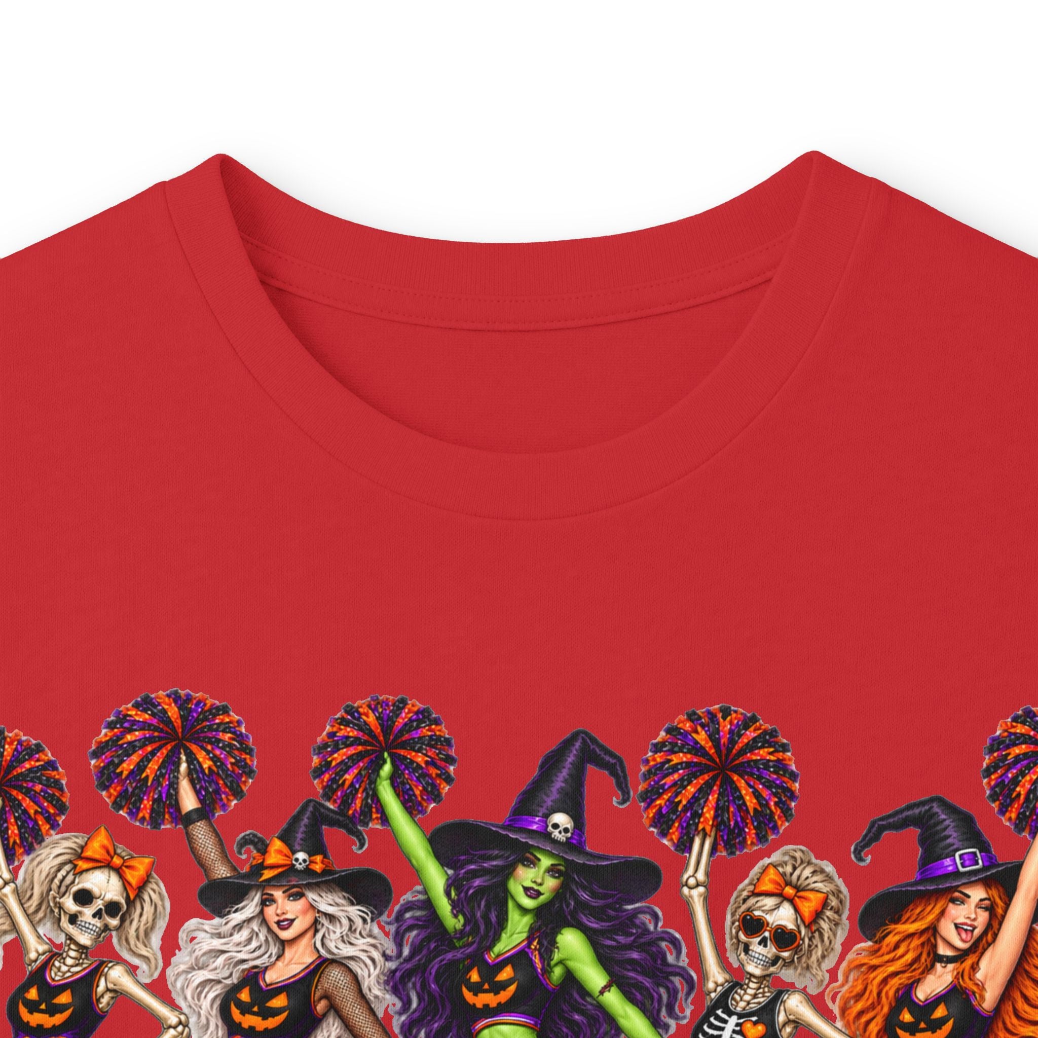 Cheerleader Skeletons and Witches Halloween Long Sleeve Tee
