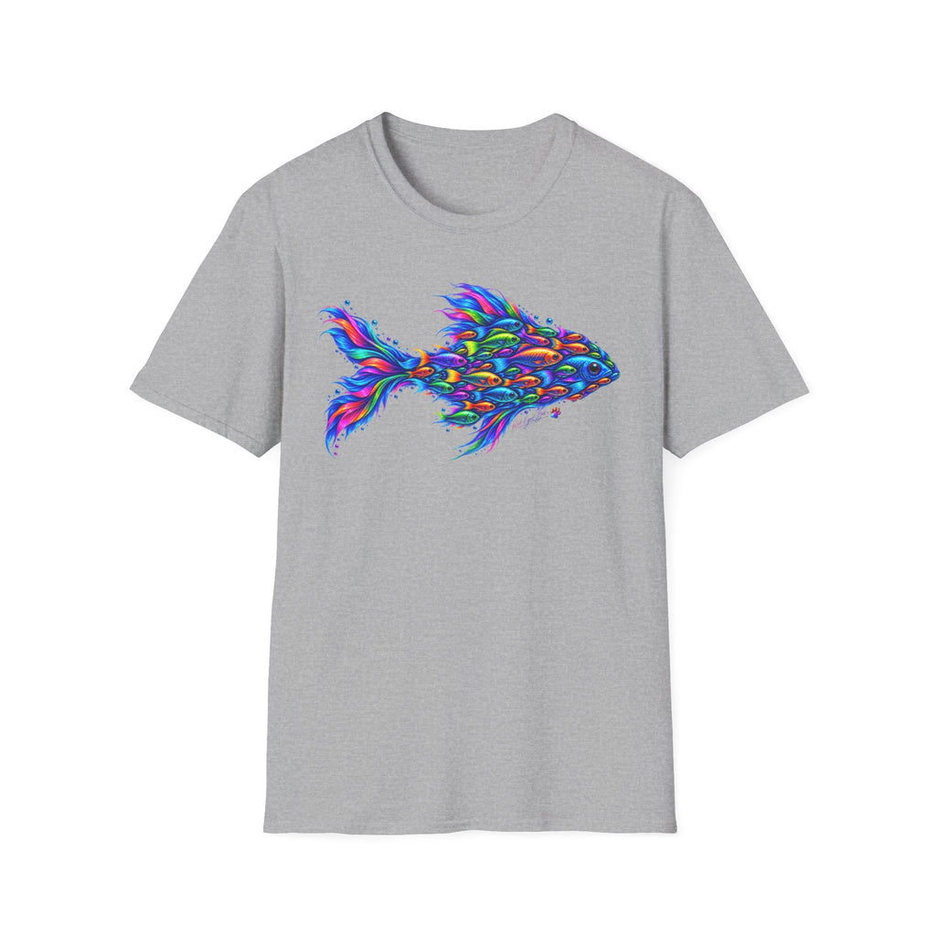 Colorful Fish Graphic T-Shirt — Vibrant Psychedelic Aquarium Art Tee
