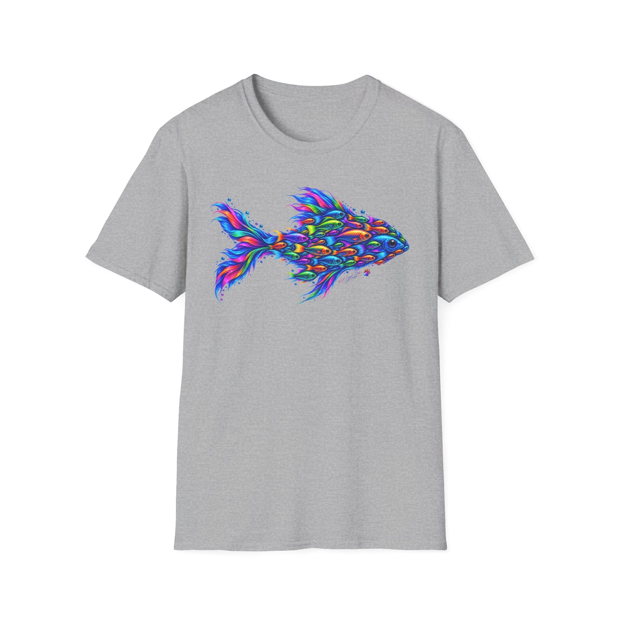Colorful Fish Graphic T-Shirt — Vibrant Psychedelic Aquarium Art Tee