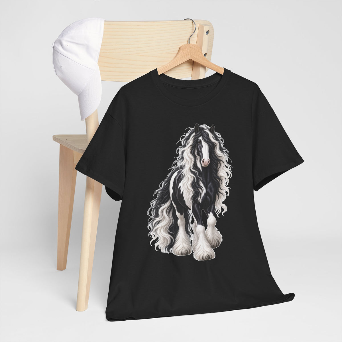 Gypsy Vanner Horse T-Shirt — Artistic Black & White Draft Horse Tee