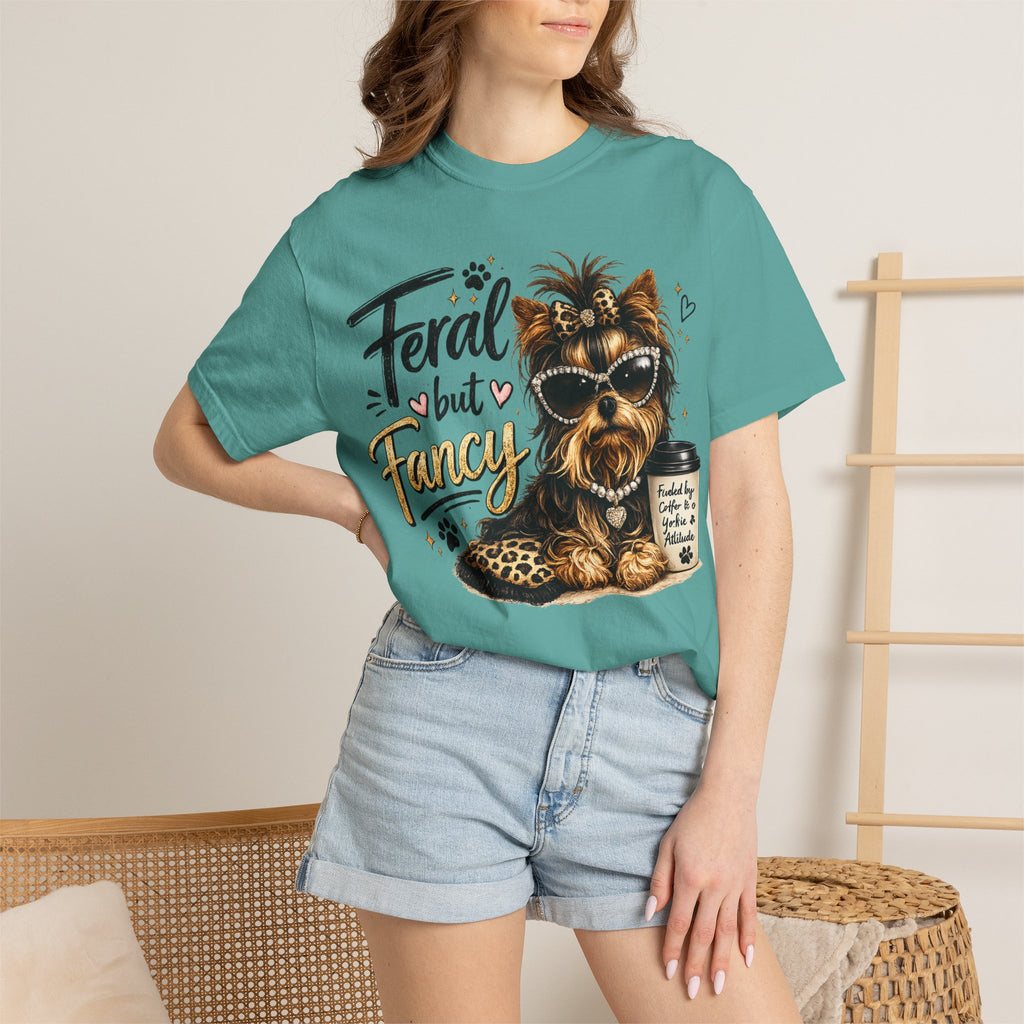 Feral but Fancy Yorkie T-Shirt – Cute Dog Graphic Tee for Pet Lovers