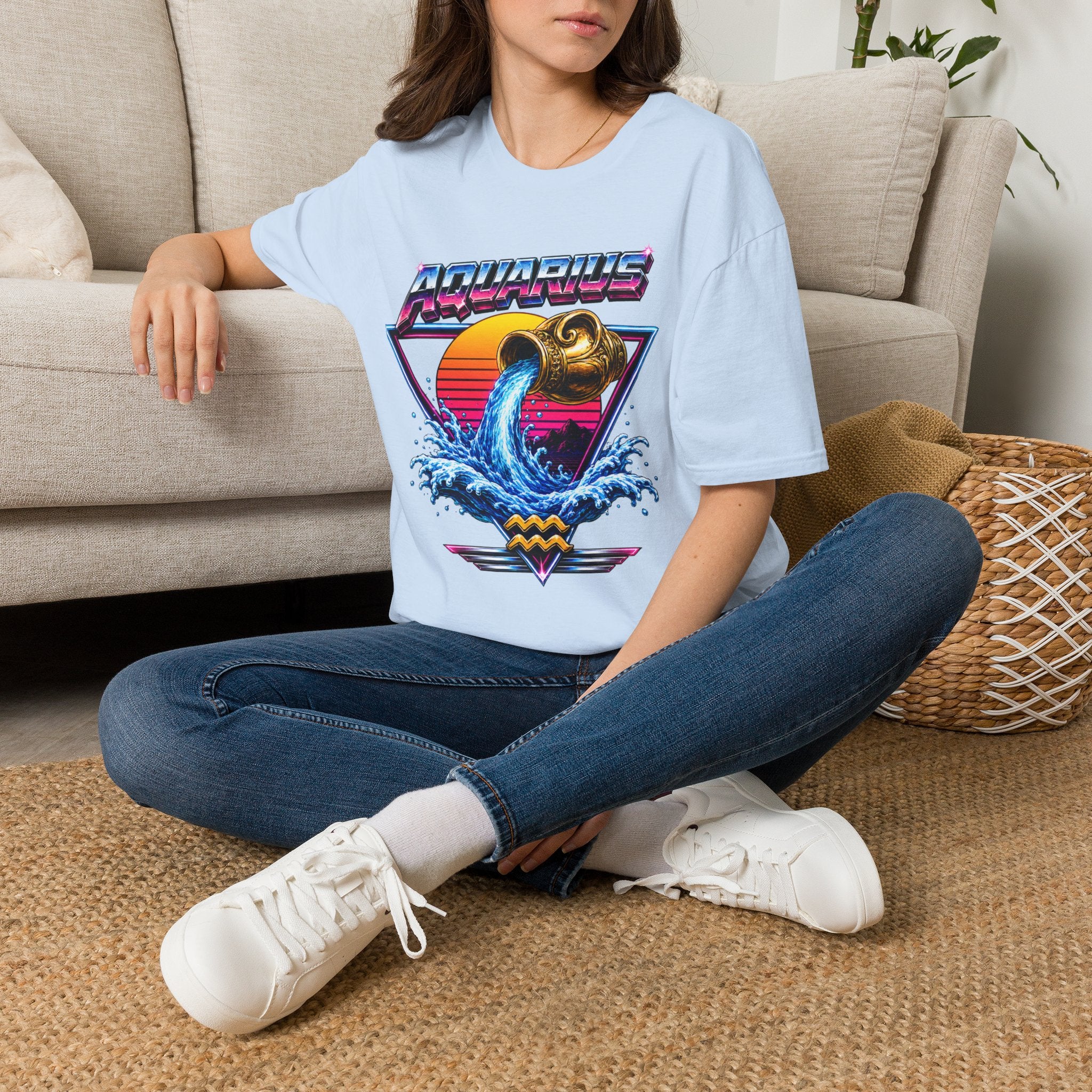 Aquarius Zodiac T‑Shirt — Retro Water Bearer Horoscope Tee