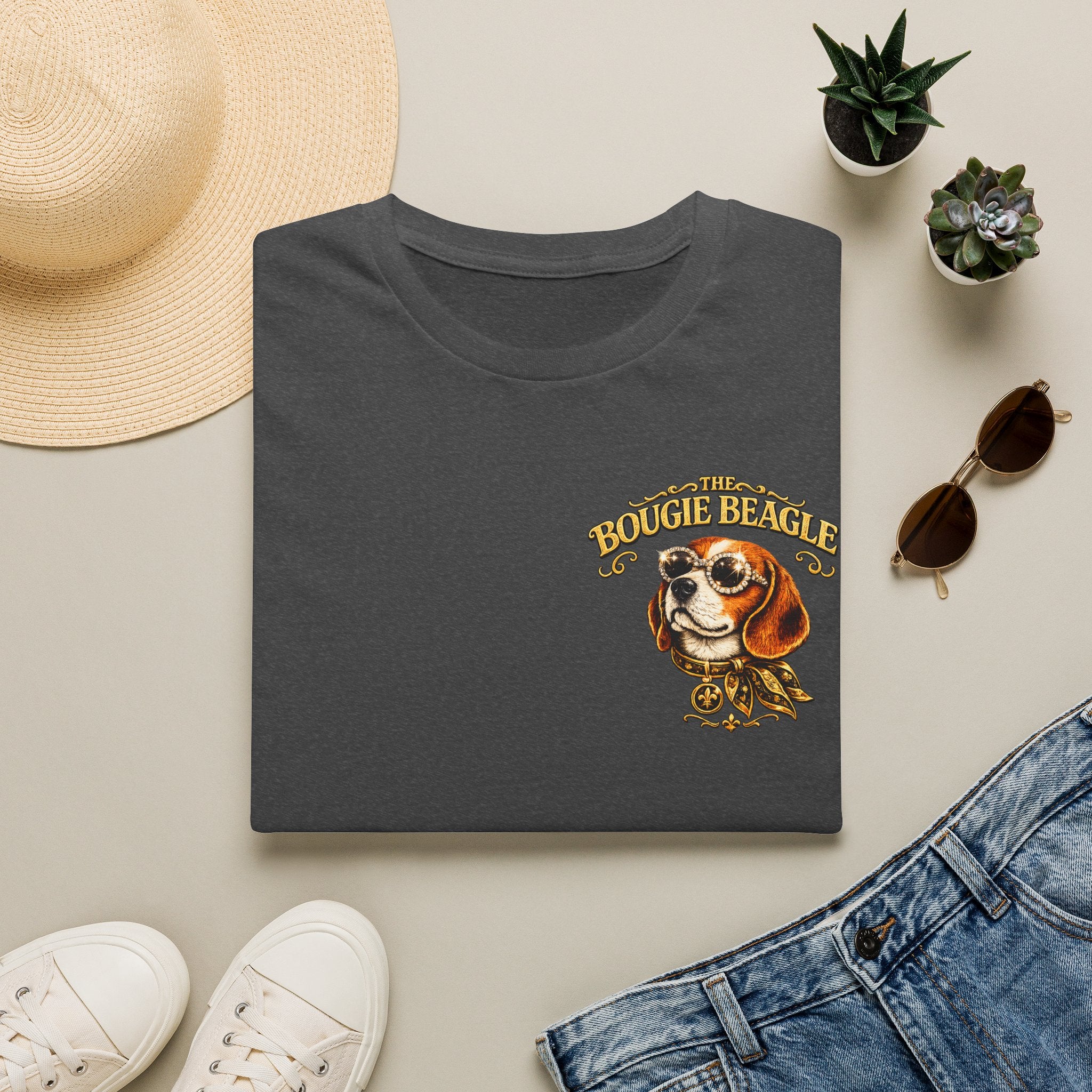 Beagle Vintage Tee- front and back print "Bougie Beagle" Graphic T-Shirt for Dog Lovers