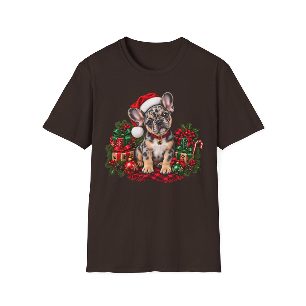 French Bulldog Christmas T-Shirt — Cute Santa Pup Holiday Tee