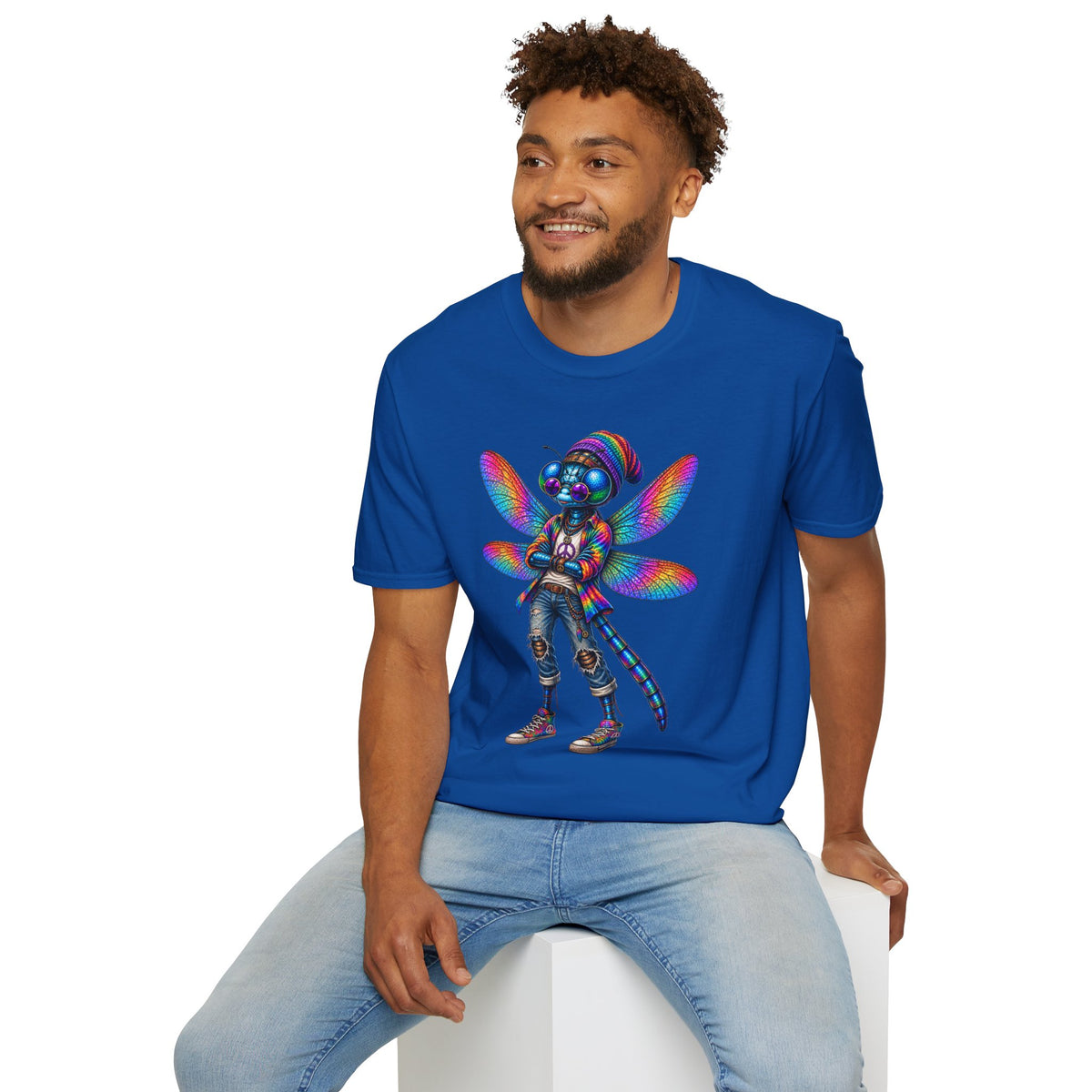 Psychedelic Dragonfly Graphic T-Shirt — Colorful Rasta-Inspired Bug Art Tee