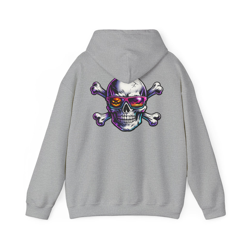 Skull & Crossbones Hoodie — Neon Sunglasses Pirate Skull Pullover