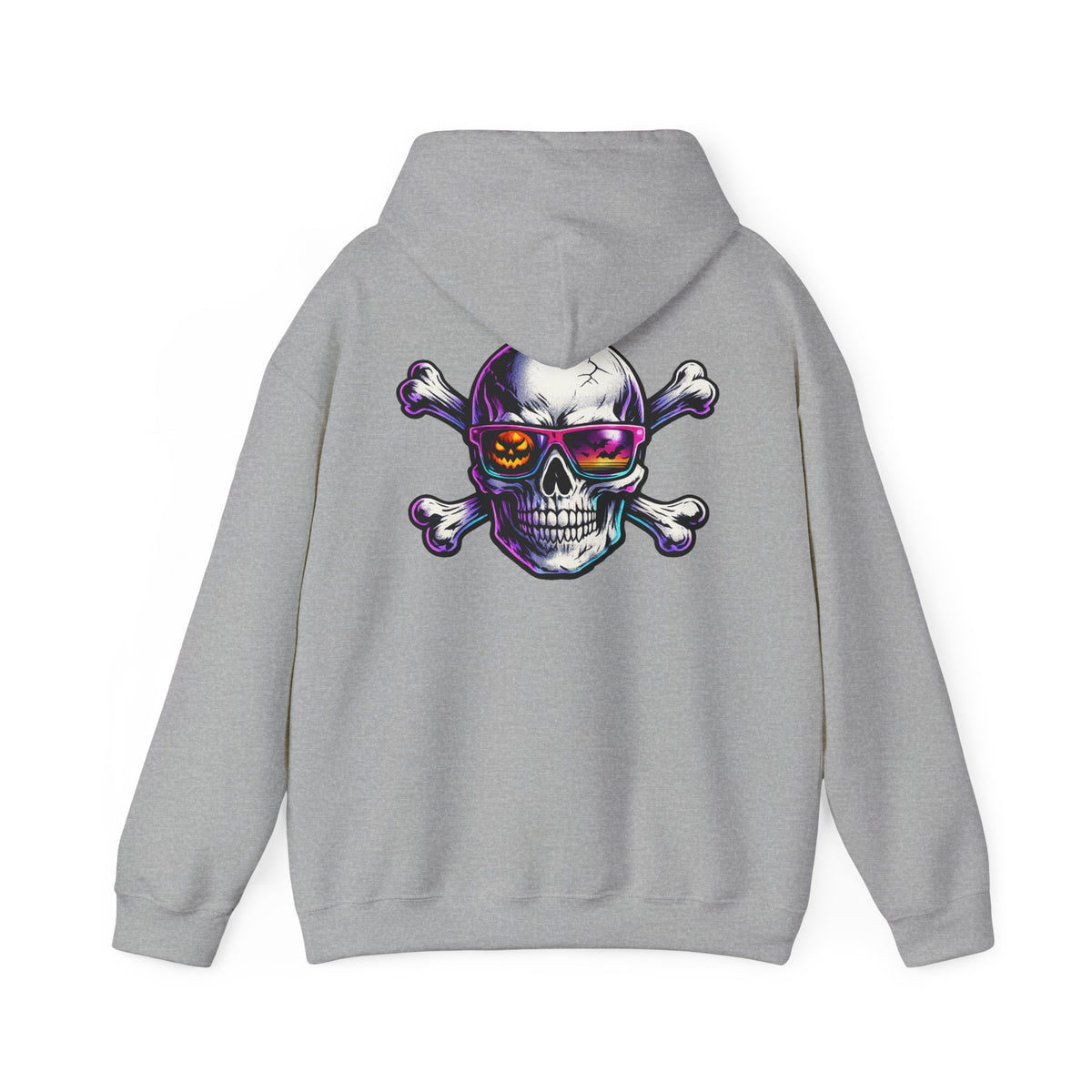 Skull & Crossbones Hoodie — Neon Sunglasses Pirate Skull Pullover