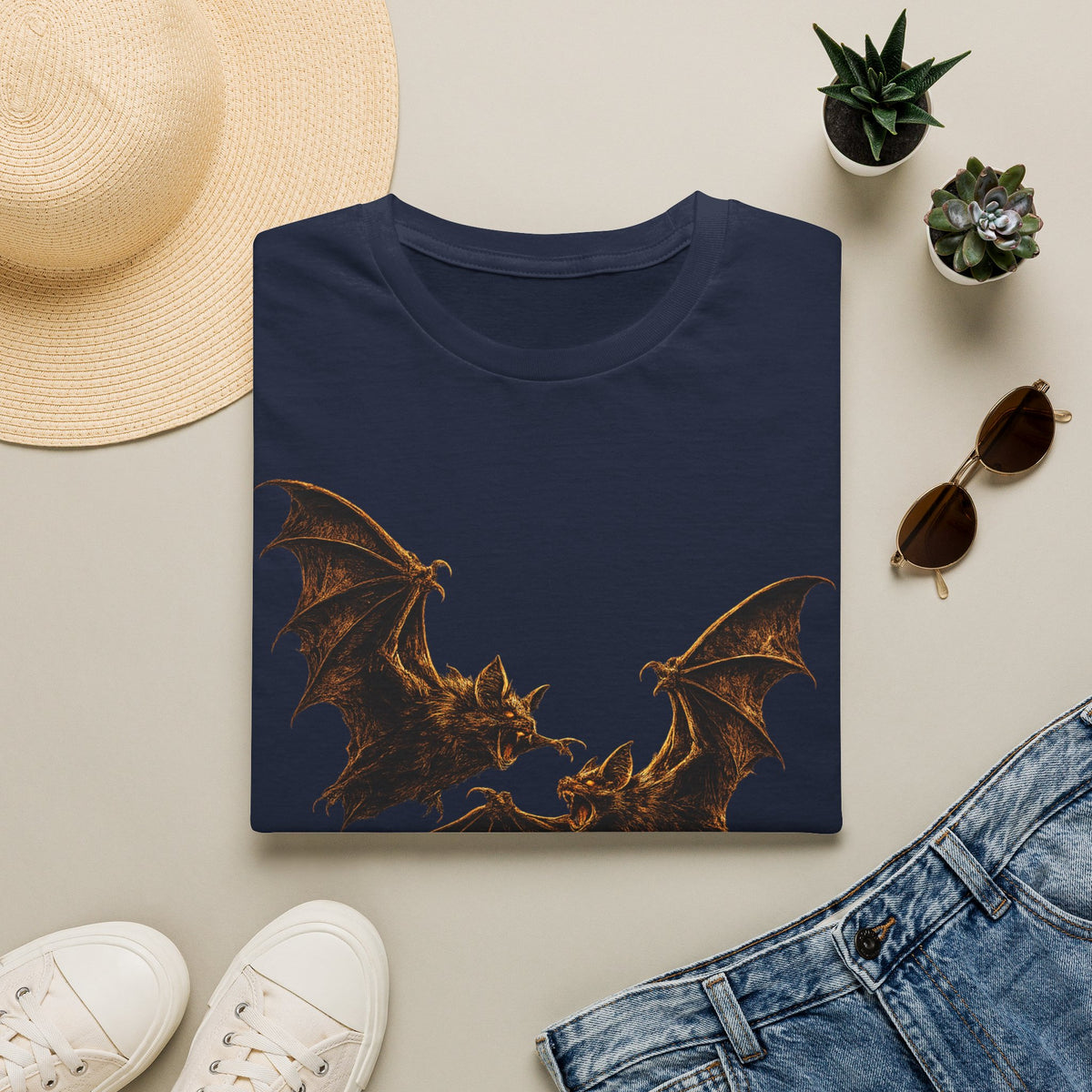 Bat Silhouette T-Shirt — Gothic Halloween Black Tee