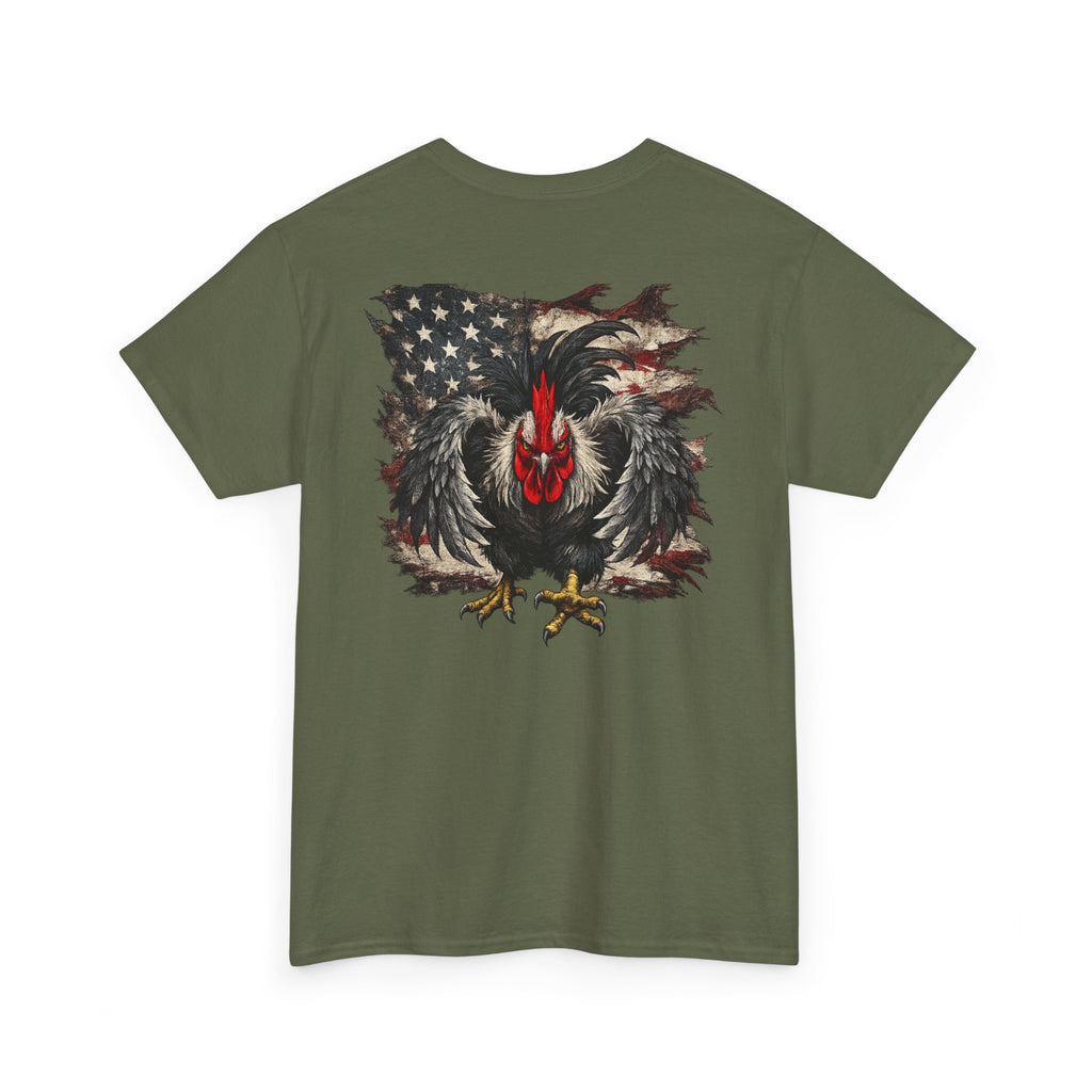 Patriotic Rooster Tee - American Flag Chicken Graphic T-Shirt