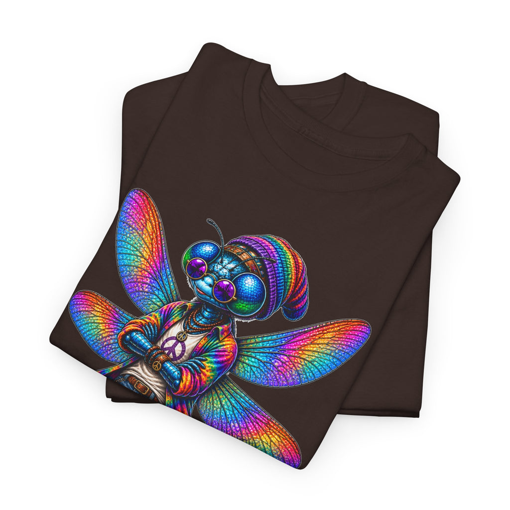 anthropomorphic Dragonfly Tee — Rainbow Glitch Dragonfly Graphic T-Shirt